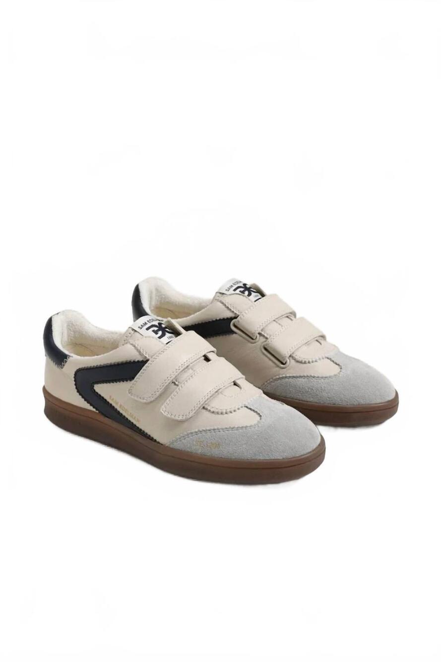 NEW SAM EDELMAN women's talia slip on sneaker in ivory haze / grey stone leather